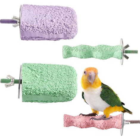 4 Pack Bird Perches Abrasive Resin Perches Parrot Perches Chew Sticks for Sanding Bird Teeth Bird Cage Perches for Lorikeet, Cockatoo (1/5)