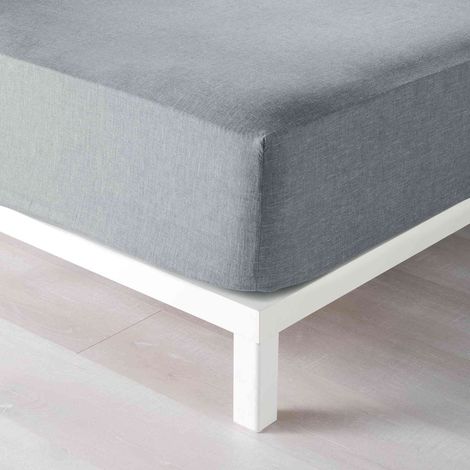 Drap housse uni - 140 x 190 cm - Actually - Gris - Livraison gratuite (1/4)