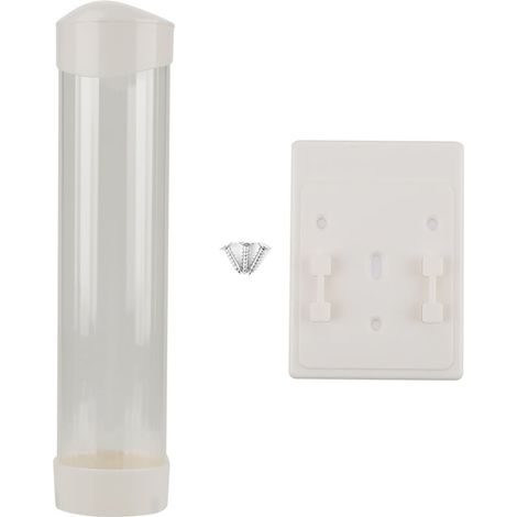 Distributeur de gobelets en papier et plastique pour 60 à 80 gobelets, porte-gobelets à bouton unique (blanc) (1/5)