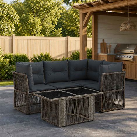 vidaXL Set Divano da Giardino 5 pz Grigio polyrattan (1/5)
