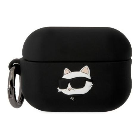 Karl Lagerfeld KLAP2RUNCHK AirPods Pro 2 (2022/2023) Hülle schwarz/schwarz Silikon Choupette Kopf 3D (1/4)