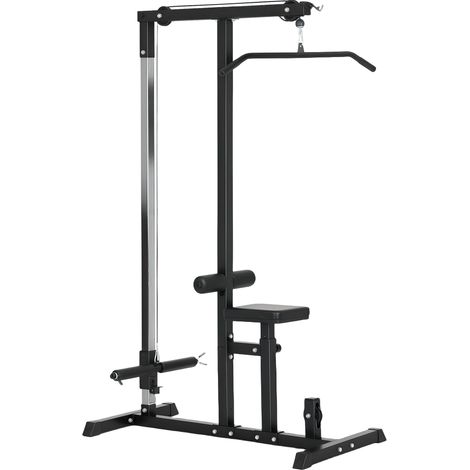 Station de musculation multifonction avec siège réglable 3 positions, poulie et structure en acier, pour entraînement complet du corps, noire  CHICFURN (1/5)