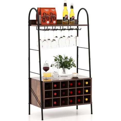 Industrial Detachable Wine Bar Storage Sideboard Freestanding Wine Bar Cabinet (1/5)