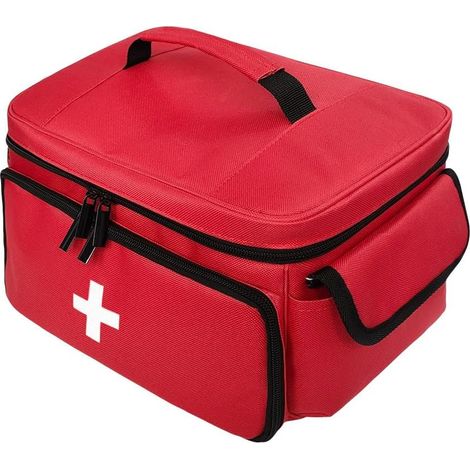 Trousse de Secours Vide, First Aid Kit Vide pour infirmière, Grande Sac de Médecine, Trousse de Secours Convient pour la Maison, Pharmacie, Voyage, Hôpital (Rouge) (1/5)
