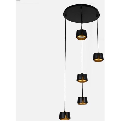 Plafonnier Domenica 5xGX53 noir/or 45W 4000K 4000lm avec ampoules 38x38 cm