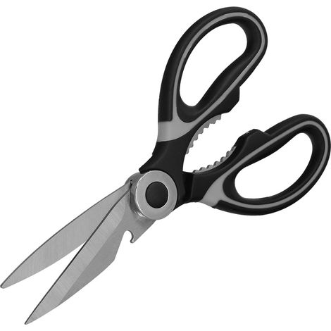 Küchenschere, Edelstahlklingen, ergonomische TPR-Griffe mit Schutzhülle (1/5)