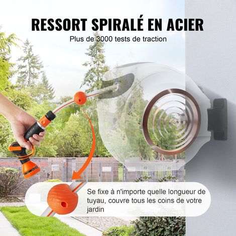 Enrouleur Tuyau Arrosage Mural 20 m x 12 mm Support Pivotant (1/5)