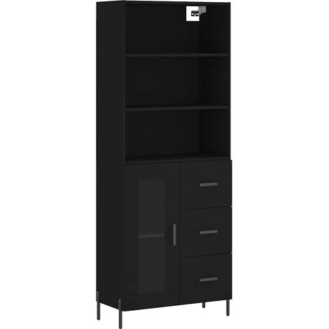 Maison Exclusive - Credenza Nera 69,5x34x180 cm in Legno Multistrato