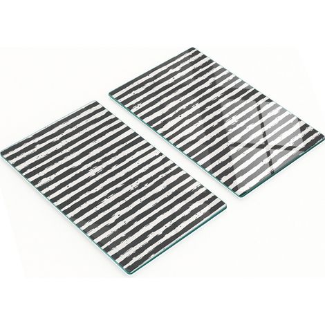Ensemble de planches à découper en verre trempé à rayures 2x30x52 cm (1/5)