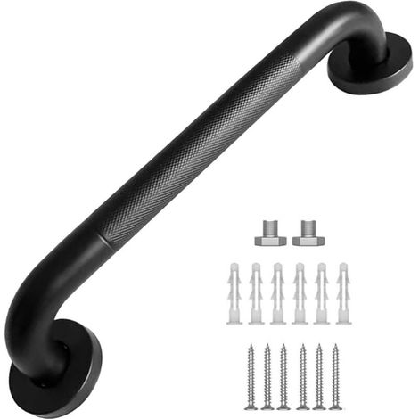Main courante de salle de bain noire, poignée antidérapante, 30 cm, poignée d'équilibre de sécurité, convient pour douche, baignoire, porte-serviettes (1/5)