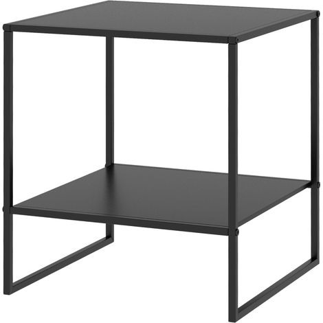 Table d'appoint industrielle noire avec 1 étagère, 40 x 40 x 45 cm (1/5)
