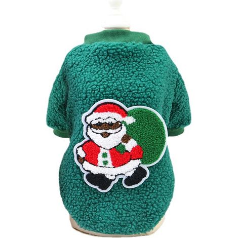 1 déguisement Père Noël pour chien et chat, pull hiver polaire, motif festif Noël, taille M à XXL, convient aux petits chiens et chatons (1/5)