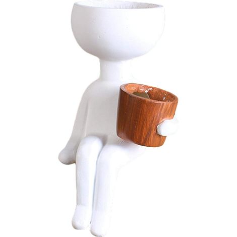 Vase d'extérieur en résine en forme humaine, pot de fleurs séchées pour jardin (1/5)