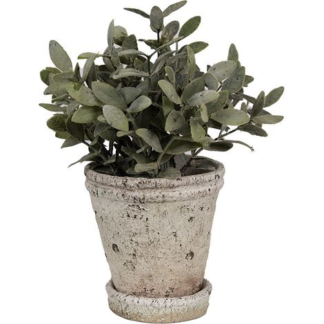 Pot de fleurs en pierre beige cache-pot décoratif pour plantes d'intérieur 13 x 14 cm - PANGIVO (1/3)