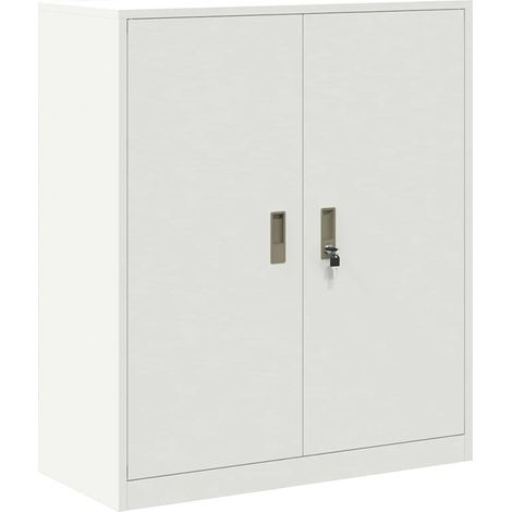 Armadio portaoggetti moderno design industriale 90 x 40 x 105 cm grande capacità di stoccaggio in acciaio bianco 020054826