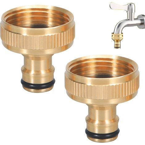 2 Raccord Tuyau D'arrosage en Laiton Adaptateur Robinet Tuyau Arrosage 1 Pouce Embout Tuyau Arrosage en Métal Robuste Raccords Rapides pour les Raccordements D'alimentation en Eau du Jardin