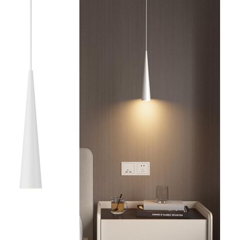 1 Lustre Conique, Aluminium Blanc, Ampoule Gu10 3000k, Câble Réglable 100cm, Pour Salon Salle À Manger (1/5)