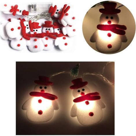 Guirlande lumineuse de Noël Bonhomme de neige 1,65m 10 LED Décoration de Noël avec 1 modes d'éclairage pour la maison,le jardin,la chambre à coucher et la décoration intérieure et extérieure