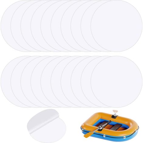 20 Pcs Rustines de Réparation Gonflables Rondes Auto-Adhésives TPU Étanche  Kit Réparation Rapide et Durable pour Matelas, Piscine, Spa, Bateau Pneumatique, Jouets Aquatiques (1/5)