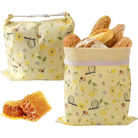 Beeswax Bread Bag 42 x 32 cm 2 Pieces Cotton Home Storage Bread (1/5)