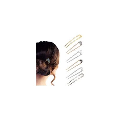 Lot de 6 épingles à cheveux françaises en forme de U en métal doré argenté marbre vintage pour femmes et filles (1/5)