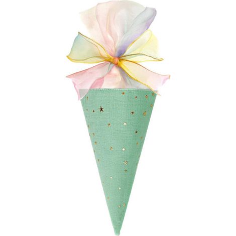 Cono gelato con papillon, forniture verdi