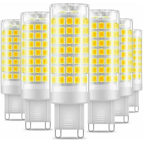 6er-Pack G9-LED-Lampen, 7 W, flimmerfrei, Kaltweiß 6000 K, 650 lm, energiesparend, entspricht 60 W Halogen, 360-Grad-Winkel, AC 220–240 V