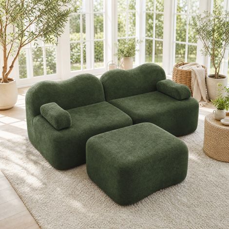 sofá modular esquinero de terciopelo verde OKMYHOME (1/5)