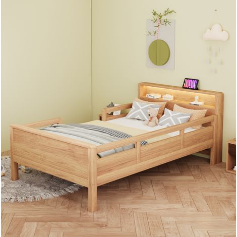Kinderbett 90 x 200 cm aus Holz, LED, USB- und Typ-C-Anschluss HAVRYA (1/5)
