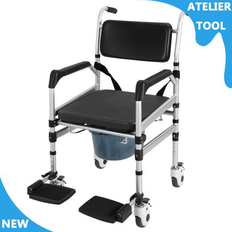 ATELIER Chaise de douche avec roues universelles Chaise de douche pliante Chaise de douche réglable en hauteur (1/5)
