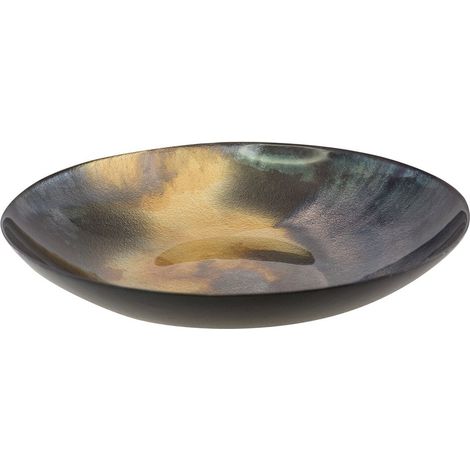 Grande Coupe à Fruits de Présentation Design en Verre Noir pour Table 40 x 40 x 5 cm - PANGIVO (1/4)