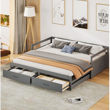 Sofá-cama 90x200 Cm Estructura Extensible 180x200 Cm Gris (1/5)