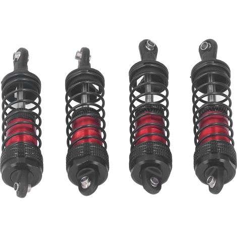 Lot de 4 amortisseurs RC aluminium haute élasticité, amortisseurs avant/arrière stables pour LC Racing 1/14 1/16 rouge (1/5)