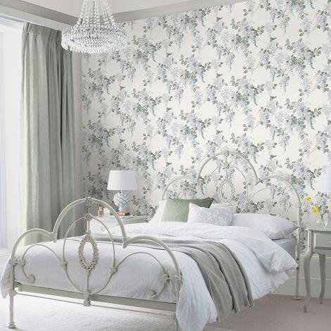Papier peint intissé Laura Ashley Mirabelle Pale Seaspray 1005 x 52cm Bleu (1/5)