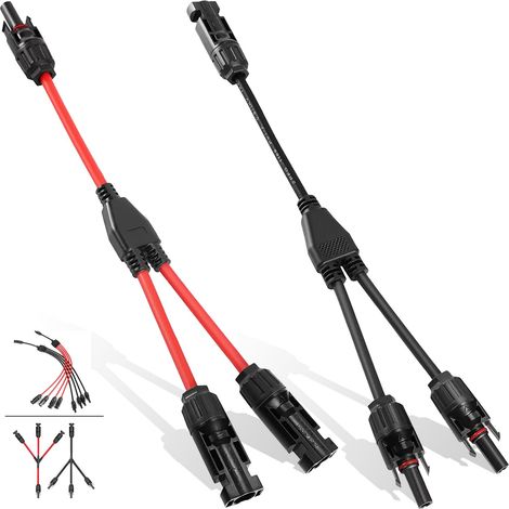 1 Paire Connecteurs Y Solaire, Répartiteur Y 1 Paire 6/4/2,5mm², Connecteurs Y MMF/FFM, Câble Dérivation Y-Type-2 pour Connexion Parallèle Panneaux Solaire (1/5)