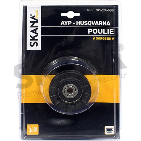 Polea en V con rodamientos adaptable. Diámetro exterior: 63,6 mm, Diámetro interior: 9,5 mm, Altura: 18,9 mm. Reemplaza origen 16