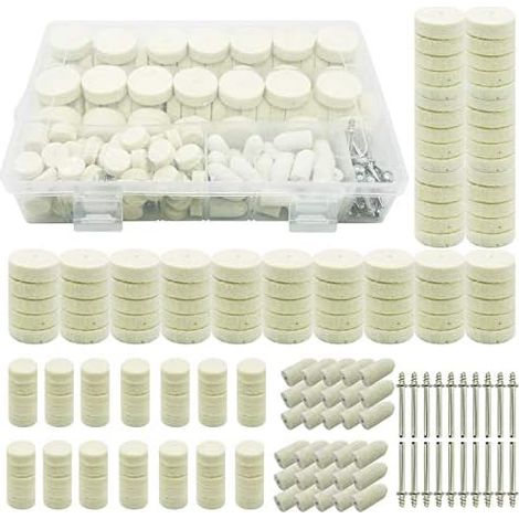 200 PCS Roue de Polissage en Laine, Tampon Polissa avec Tige Métal Pour Accessoires Dremel Outils Rotatifs - (1/5)