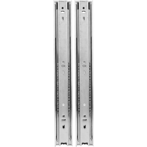 2Pcs 14in Coulisse de Tiroir Télescopique 3 Sections, Acier Laminé à Froid pour Armoire Mobile, Blanc/Noir Blanc (1/5)