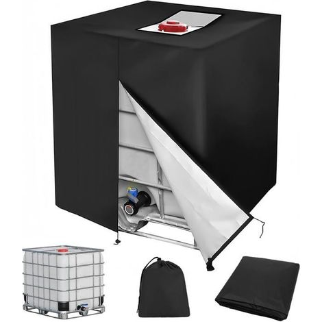 Couvercle zippé pour IBC 1000 L - Résistant aux UV, 116 x 100 x 120 cm - Housse imperméable pour récupérateur d'eau de pluie. (1/5)