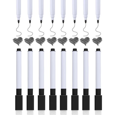 8 PCS Feutre Tableau Blanc Effacable, Magnétique Feutre Ardoise Marqueur Tableau Blanc Effaçable, Pointe Fine, Faible Odeur, pour École, Maison, Bureau (Noir) (1/5)