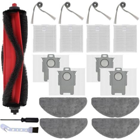 Lot de 19 accessoires pour robot aspirateur Roborock Q7 M5 / Q7 M5+ / Q7 L5 / Q7 L5+,1 brosse principale, 4 brosses latérales, 4 filtres HEPA, 4 tampons de nettoyage,4 sacs à poussière,2 outils (1/5)