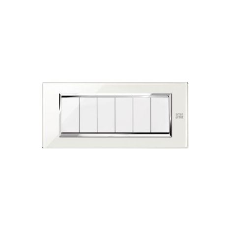Placca Expì vetro Bianco Neve 6 Moduli Simon Urmet 13006.BN