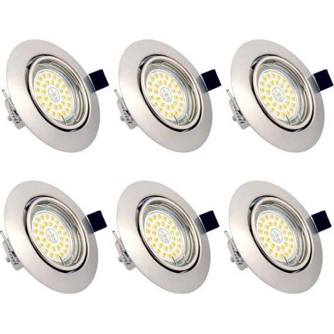 Kaelt - Spots LED Encastrables Orientables Dimmables, ampoules 6 x 6W incluses, GU10, Blanc Chaud 3000K, 230V, IP23, éclairage plafond LED intérieur pour Salon Cuisine Couloir (1/4)