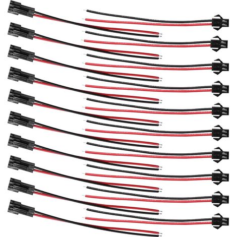 20 paires de fils de connecteur JST AWG JST SM 2 broches connecteur mâle et féminin pour lampes LED Équipement électronique
