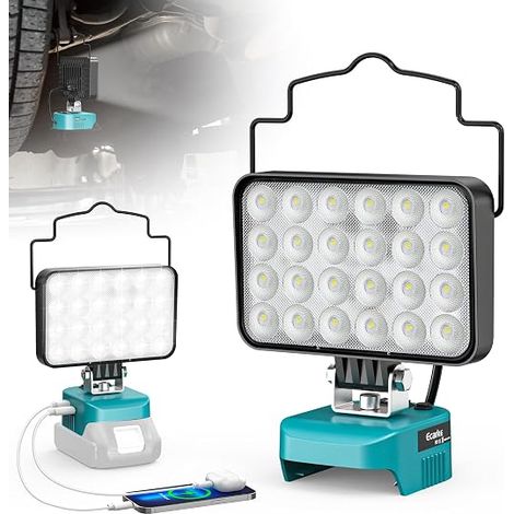 78W Cordless Work Light for 18V Battery, 7800LM Portable LED Floodlight with USB & Type-C Ports, 7500K - Ideal for Construction Site, Camping, Hiking (No Battery) (1/5)