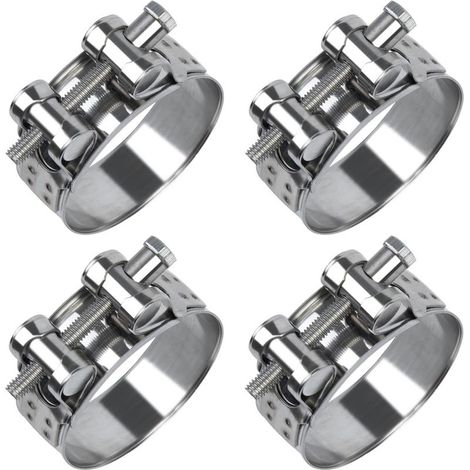Lot de 4 colliers de serrage à boulons articulés en acier inoxydable, 52-55 mm, largeur de bande 22 mm, colliers de serrage pour piscine, lave-linge, tuyau à essence, étang et jardin (1/5)