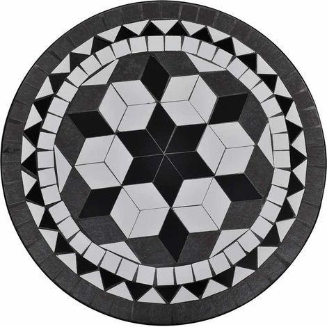 Table de bistro Noir et blanc 60 cm Mosaïque (1/5)