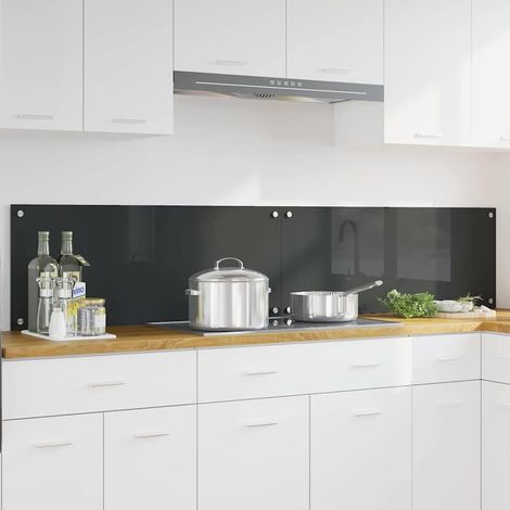 Küchenrückwand 2 pcs Dunkelgrau 100 x 40 cm Gehärtetes Glas