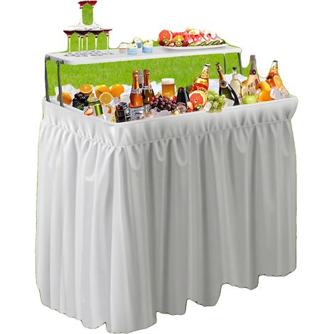 Table à glace pliante d'extérieur, étagère de rangement supplémentaire, construction durable, BLANC (1/2)