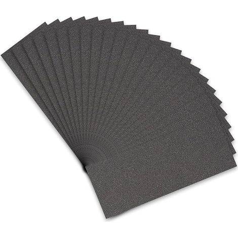 Papier de Verre, Papier Abrasif 220 Grains Utilisé pour polir le métal le bois les voiture, 21 Pièces Papier à Poncer 9x3,6 pouces (1/5)